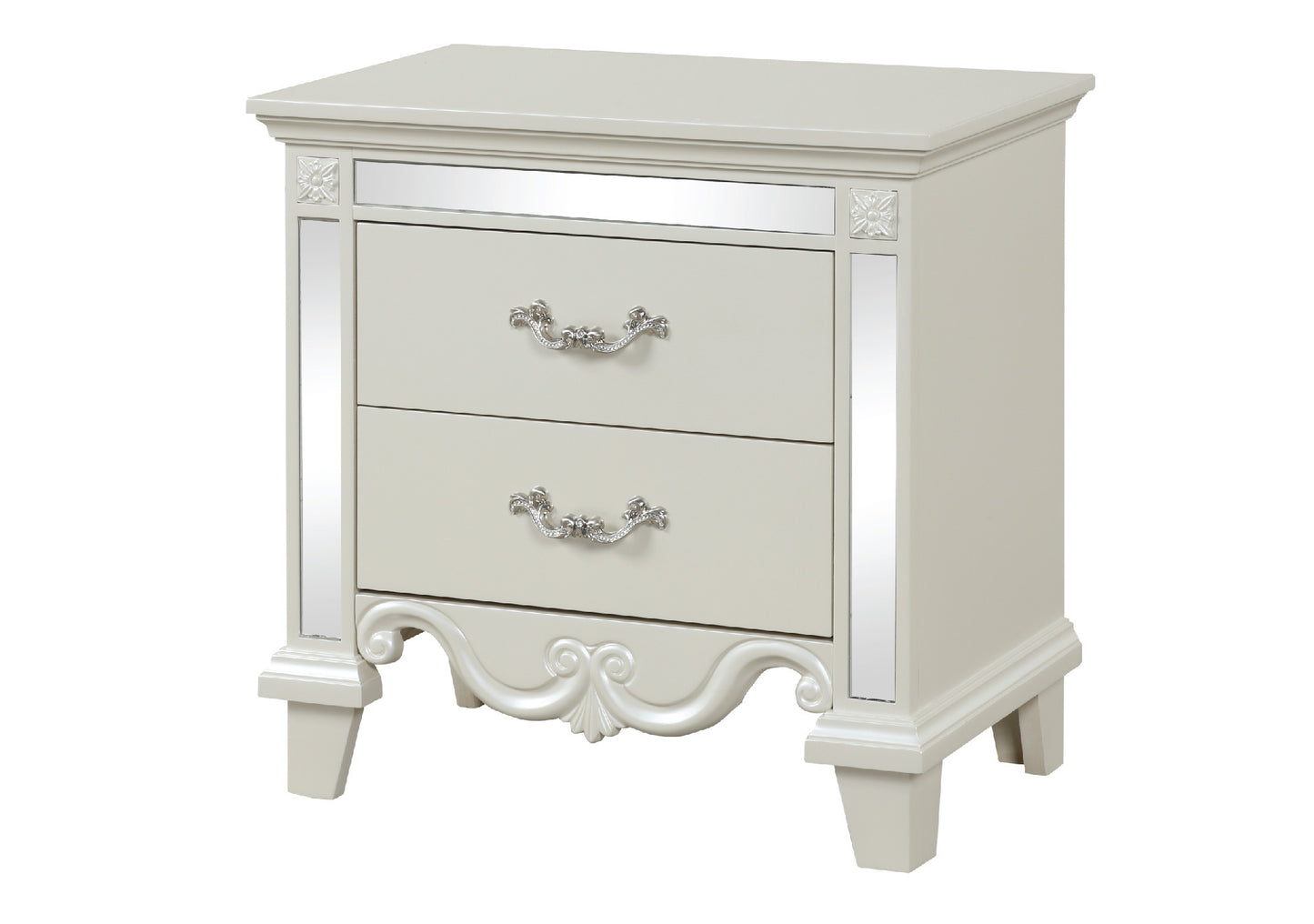 Milan Mirror Framed Nightstand - White