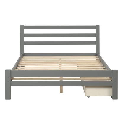 Cyril Full Size Wood Platform Bed with Dual Drawers - Gray