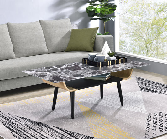 Valor Coffee Table Black Marble Texture Top