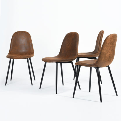 Scandinavian Velvet Chairs (Set of 4) - Suede Brown