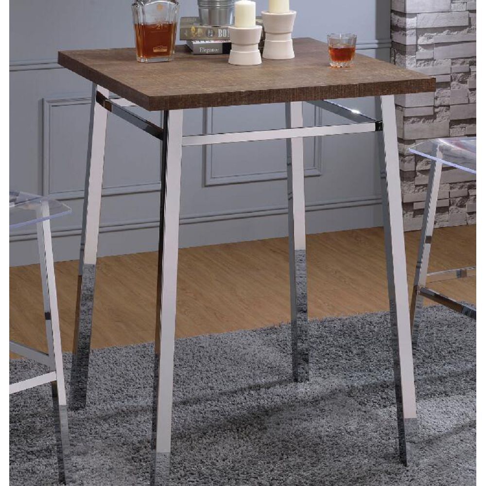 Elegant Oak & Chrome Bar Table