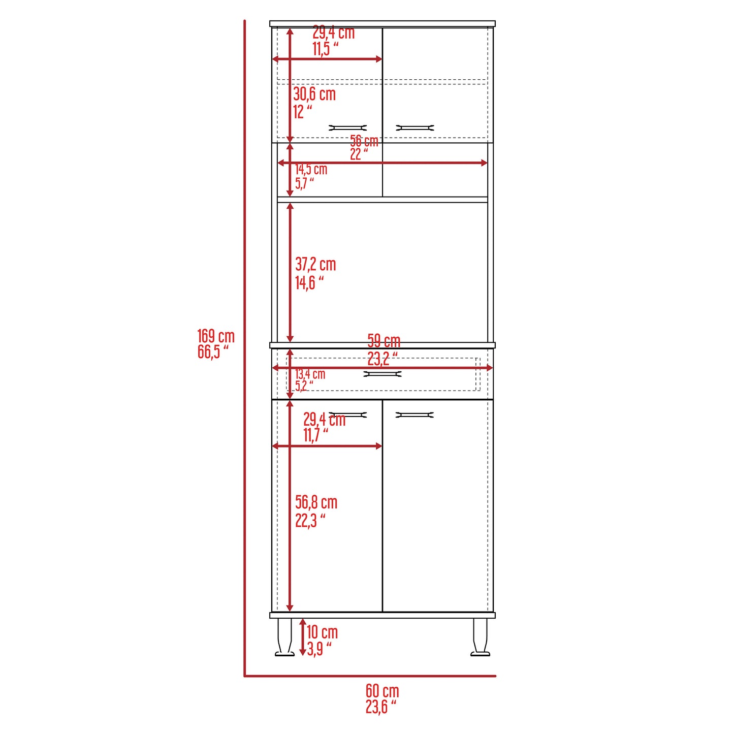 Santa 1-Drawer 1-Shelf Area Pantry with Adjustable Metal Legs - Smokey Oak