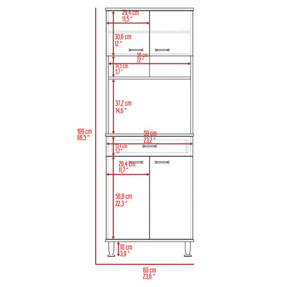 Santa 1-Drawer 1-Shelf Area Pantry with Adjustable Metal Legs - Smokey Oak