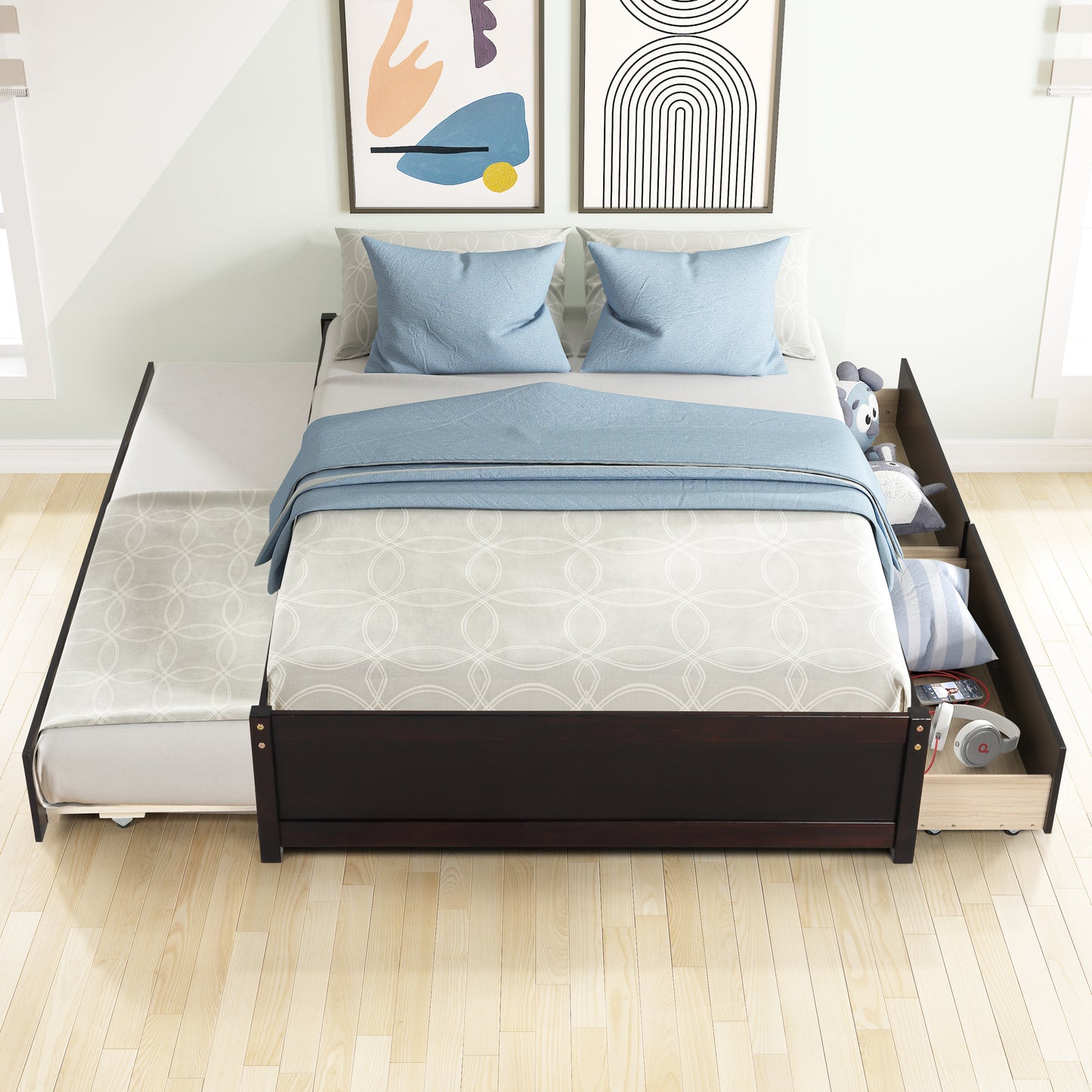 Trundle Max Twin Bed with Storage Drawers - Espresso