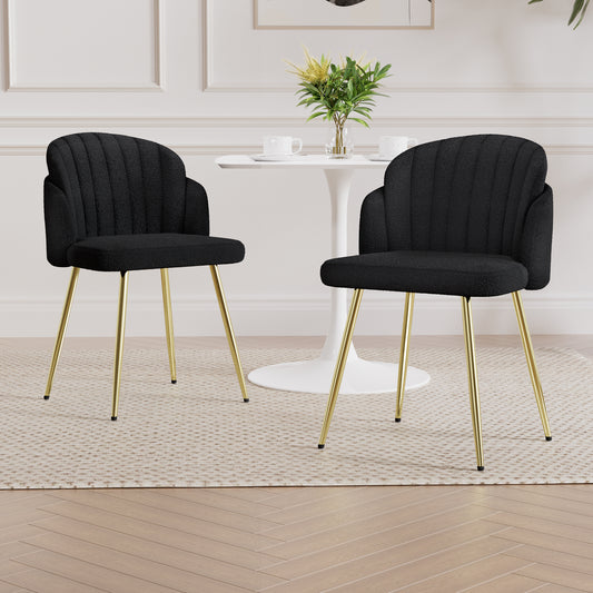 Zulma Fabric Dining Chairs with Gold Leg (Set of 2) - Black