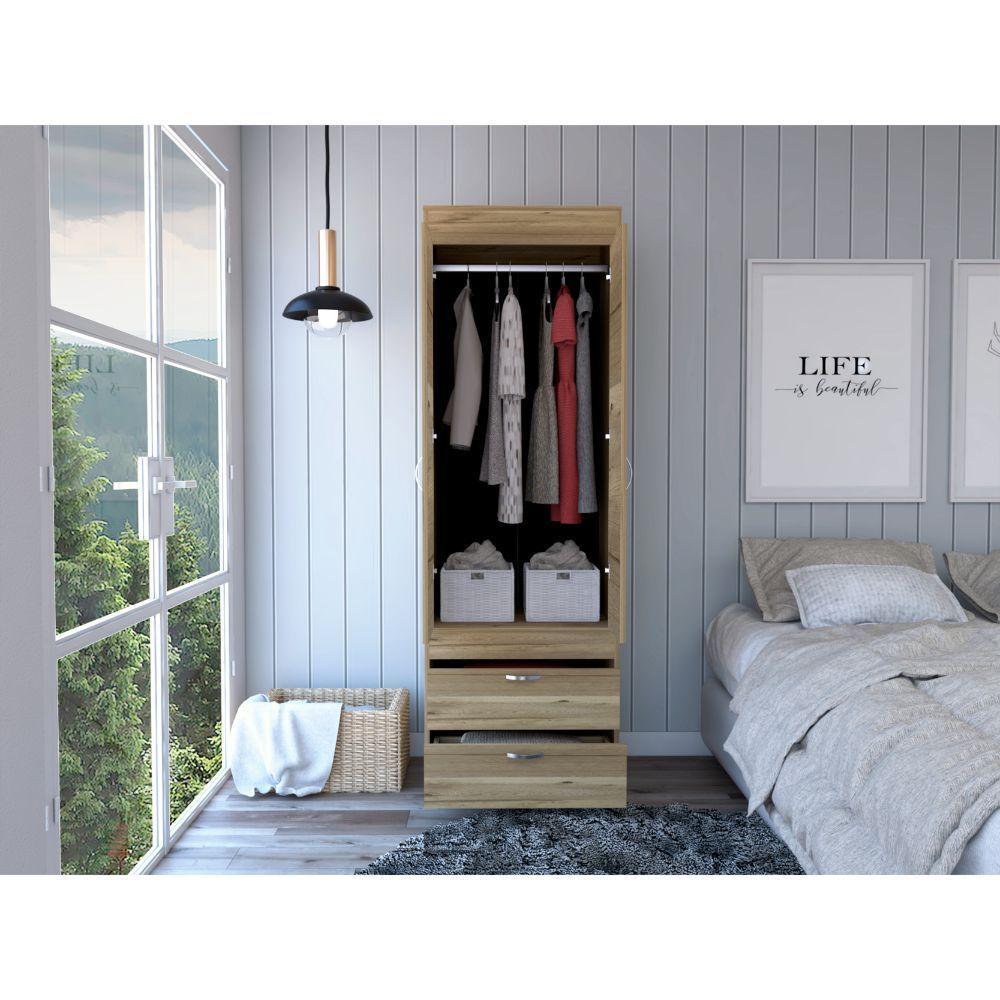 Grove 2-Drawer Armoire - Light Oak