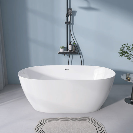 Onpa 55" Oval Shape  Acrylic Freestanding  Soaking Bathtub - Gloss WhiteOnpa