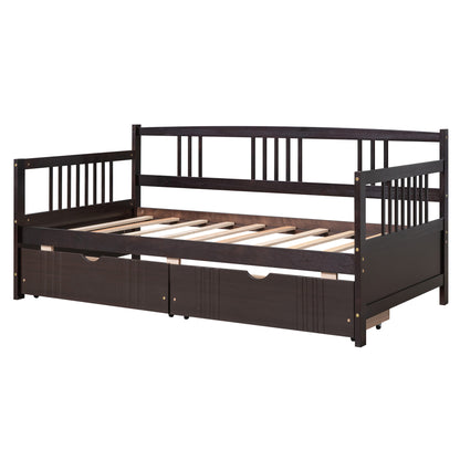 Lex Full Size Wooden Daybed with Twin Size Trundle - Espresso