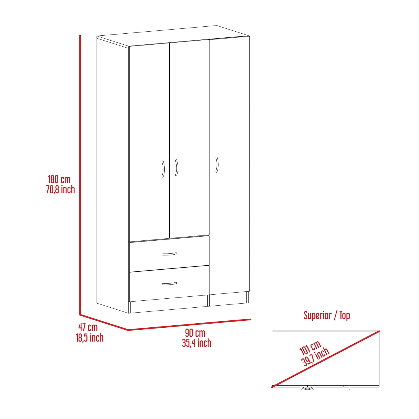 Watson 2-Drawer 3-Door Armoire - Light Oat