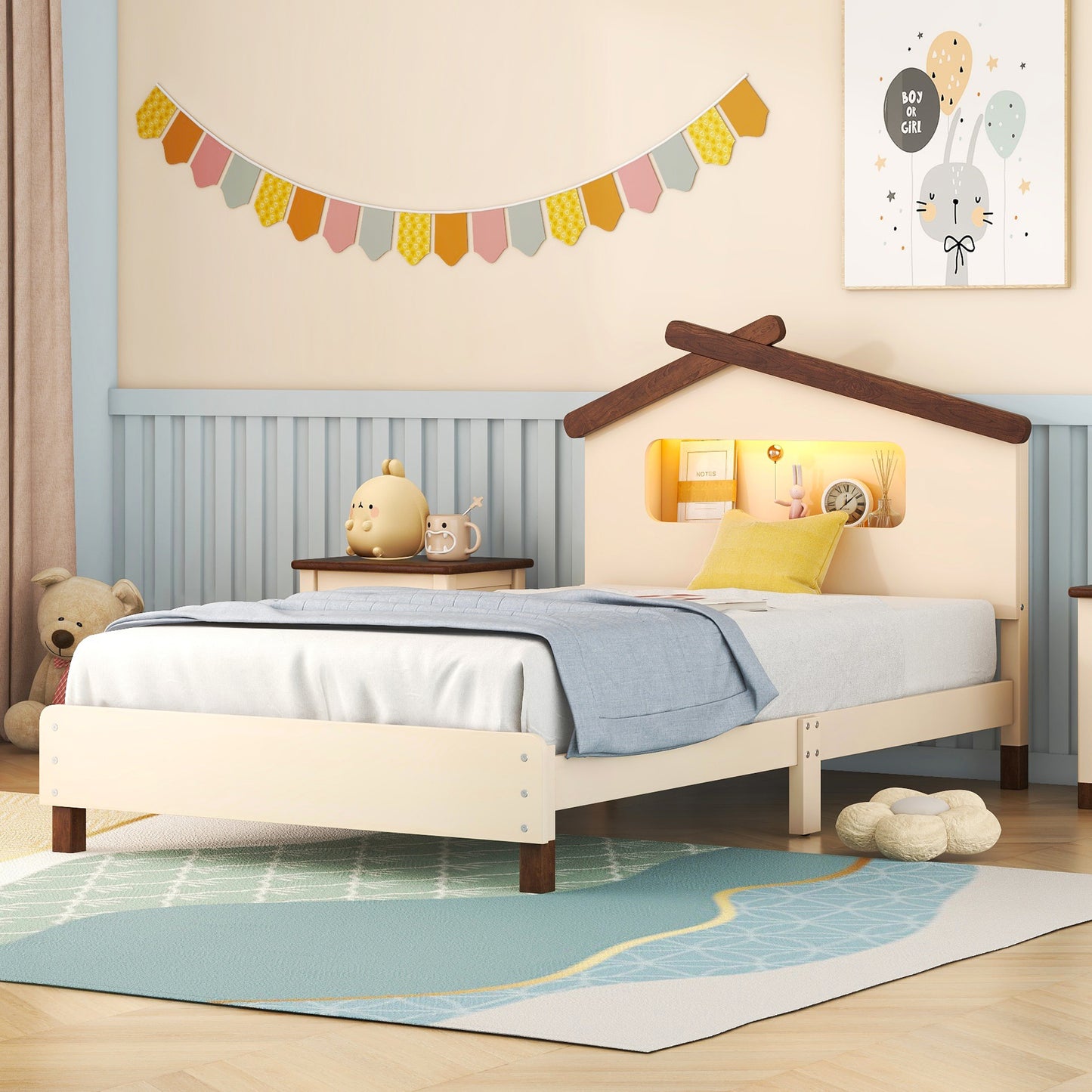 Dreamwood Twin House Bed with IllumiGlow Nightlights