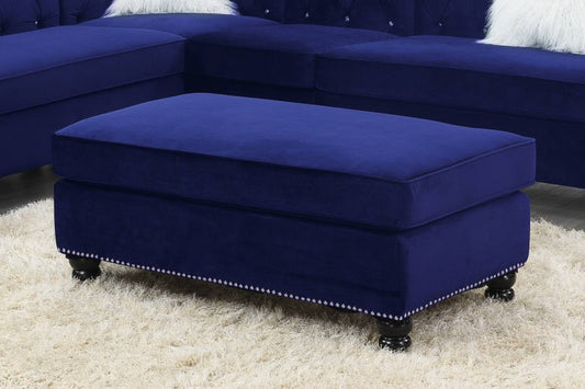 Cocktail Ottoman Wooden Legs - Blue