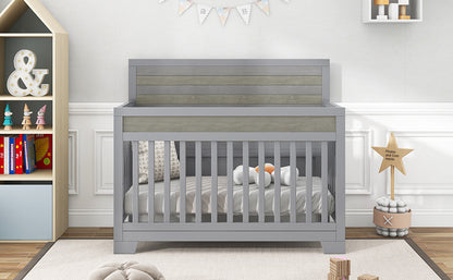 Solid Baby Crib Pine Non-Toxic  - Grey