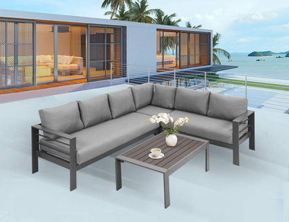 Baca 4 Pc Aluminum Frame Outdoor Sectional Sofa Set - Dark Grey