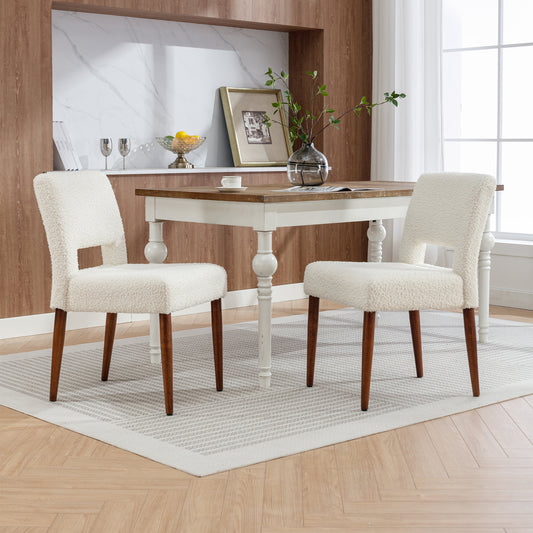 Giordano Dining Chairs with Solid Wood (Set of 2) - Cream