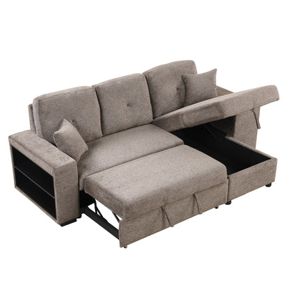 Knox Charcoal Reversible Sleeper Sectional Sofa Bed