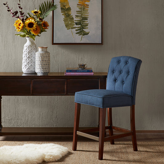 Marian Tufted Counter Stool - Navy Blue