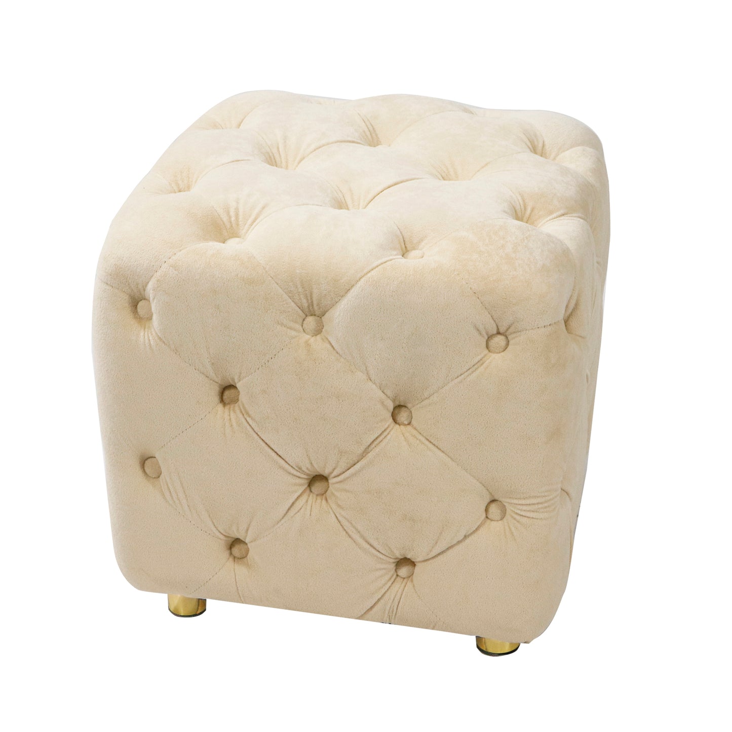 Velvet Upholstered Vanity Seat - Beige