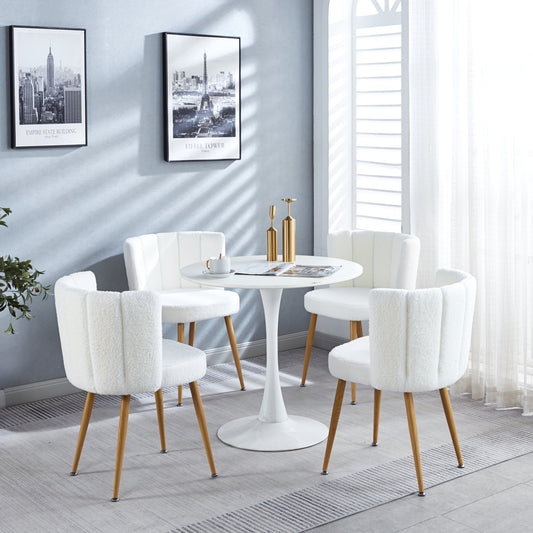 Reggie 5pc Set Round Table 4x Side Chairs - White