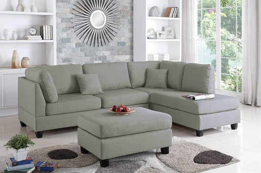 Kapo 3 Pcs Sectional Sofa Set - Gray