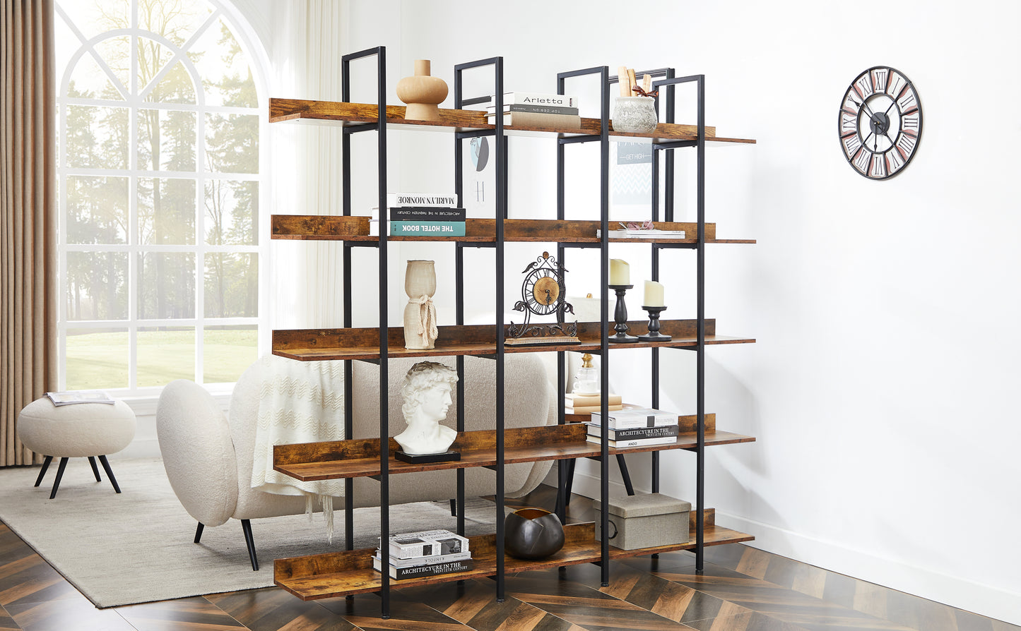 Vintage Metal Frame Bookshelf - Brown