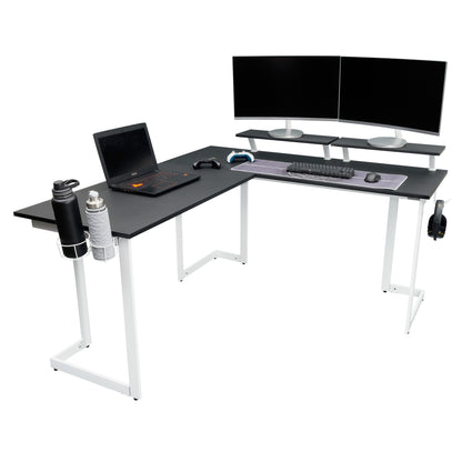 Sport Warrior L-Shaped Gaming Desk - White