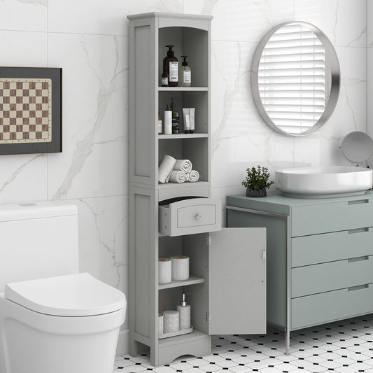 Tower Bathroom Cabinet with Drawer - Gray