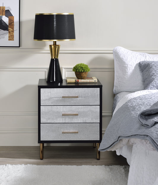 Myles Nightstand - Black & Silver