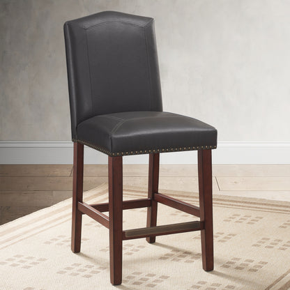 Elegant Gray Faux Leather Counter Stool