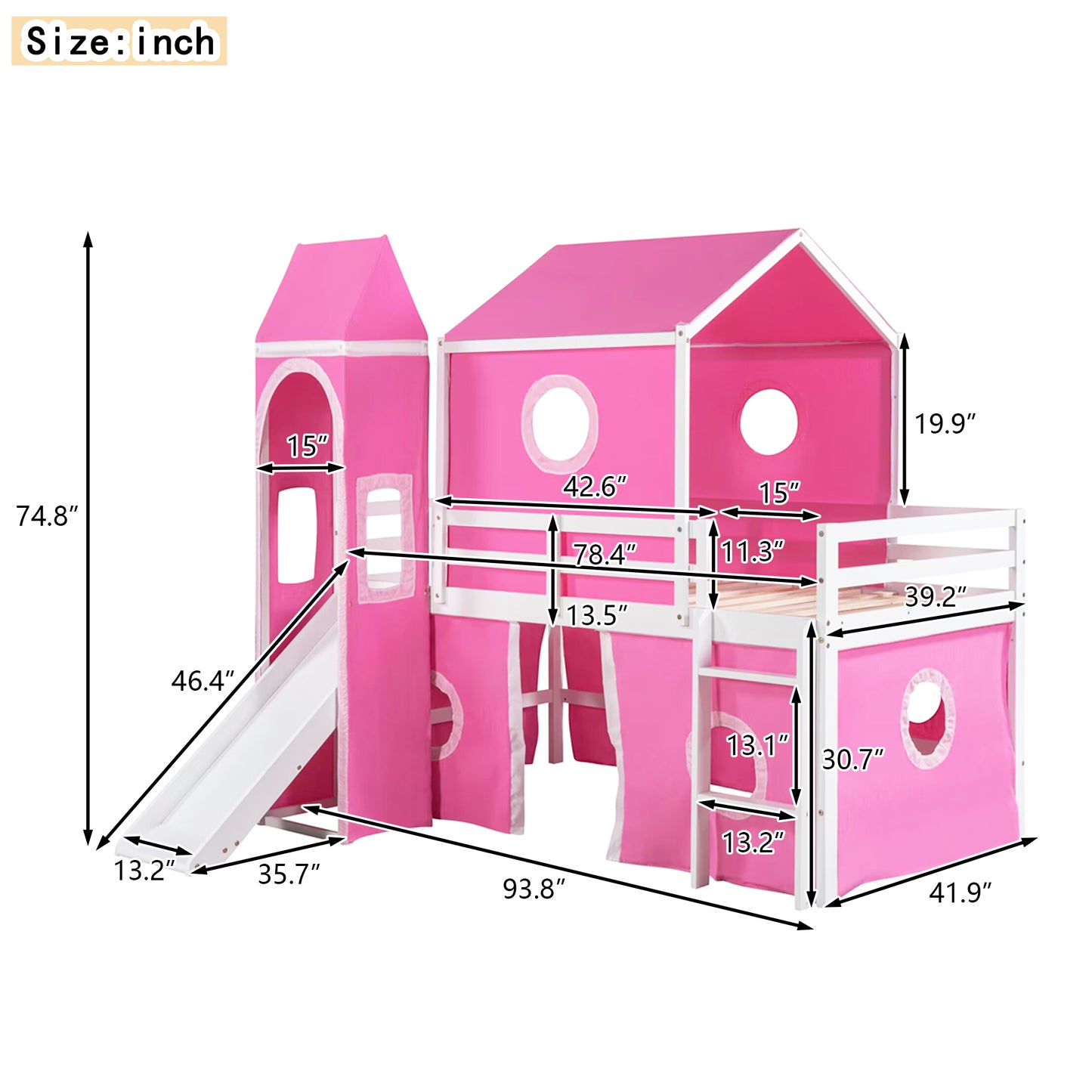 Princess Castle Twin Bunk Bed