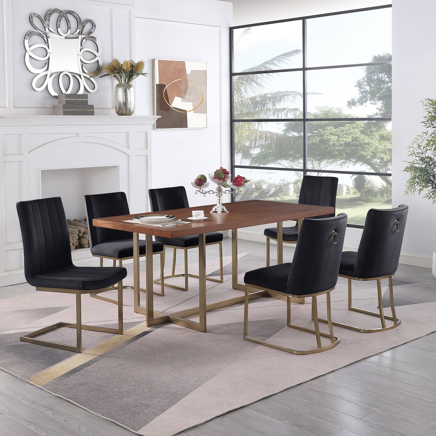 Elegant Walnut Veneer Dining Table