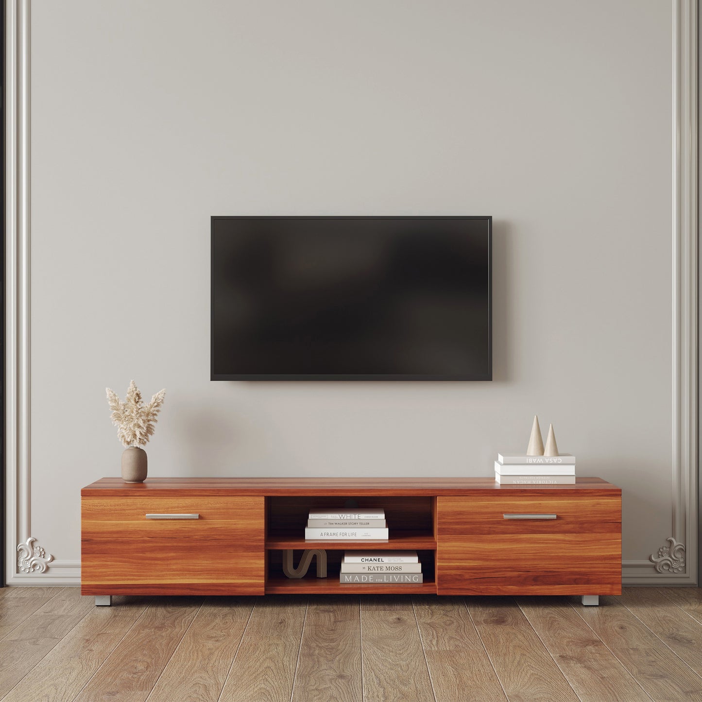 Jared TV Stand Media Console Entertainment Center - Walnut