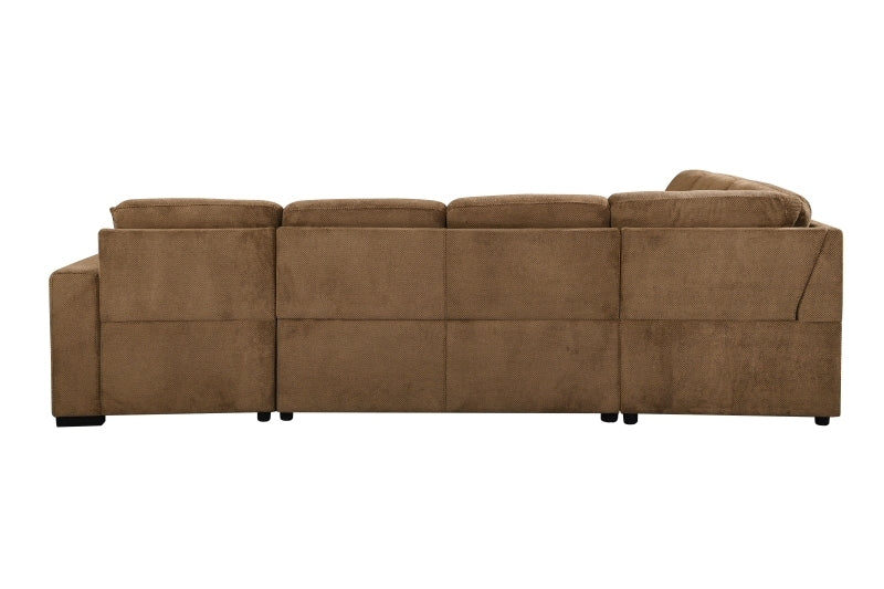 Haven Deluxe Storage Chaise Sectional Sofa - Brown