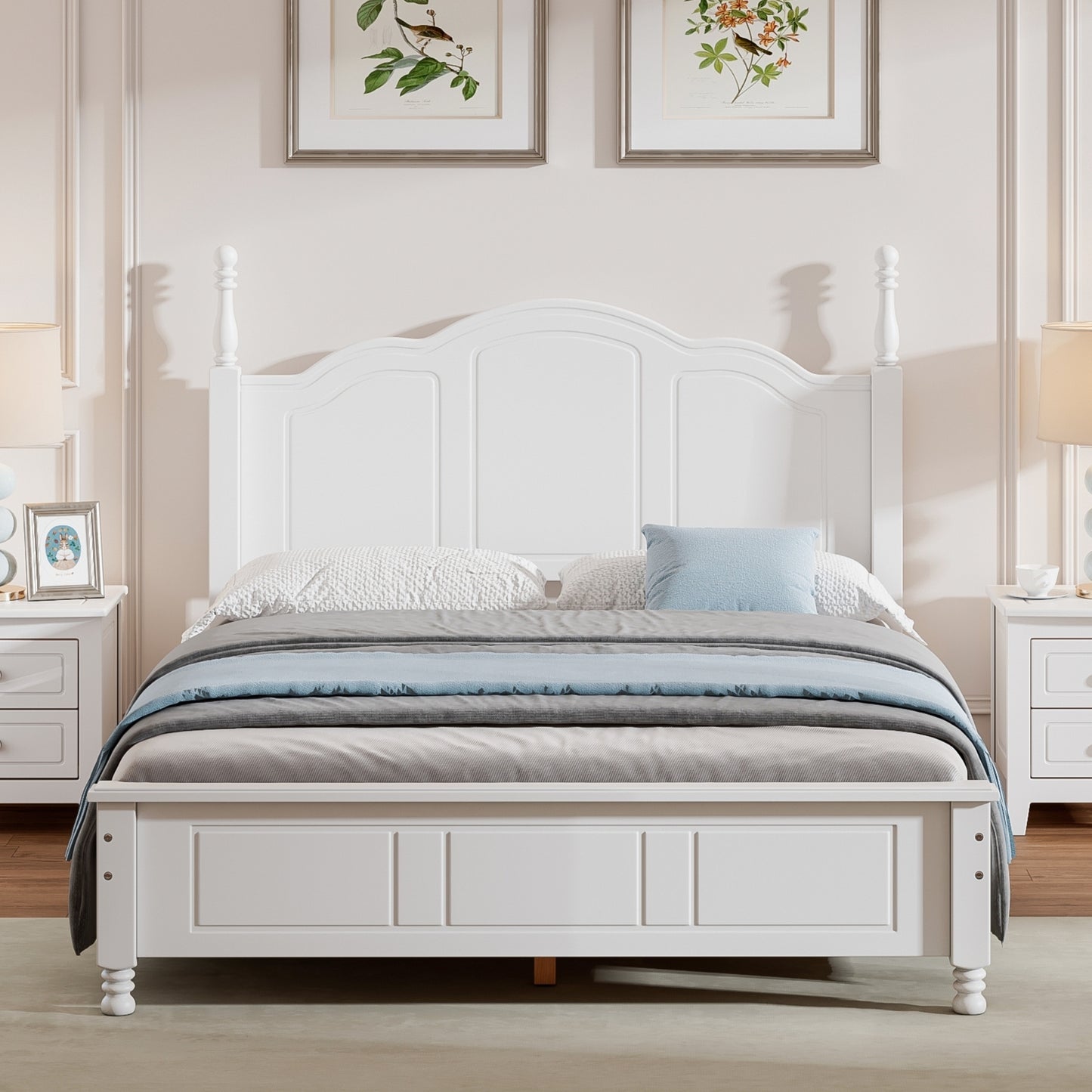 Quarto Full Size Wood Platform Bed Frame - White