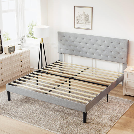 Elon Queen Size Bed Frame - Light Gray