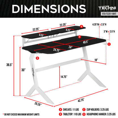 Techni Sport Arctic Gaming Desk,