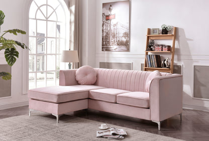 Delray Sectional Sofa Chaise -Pink