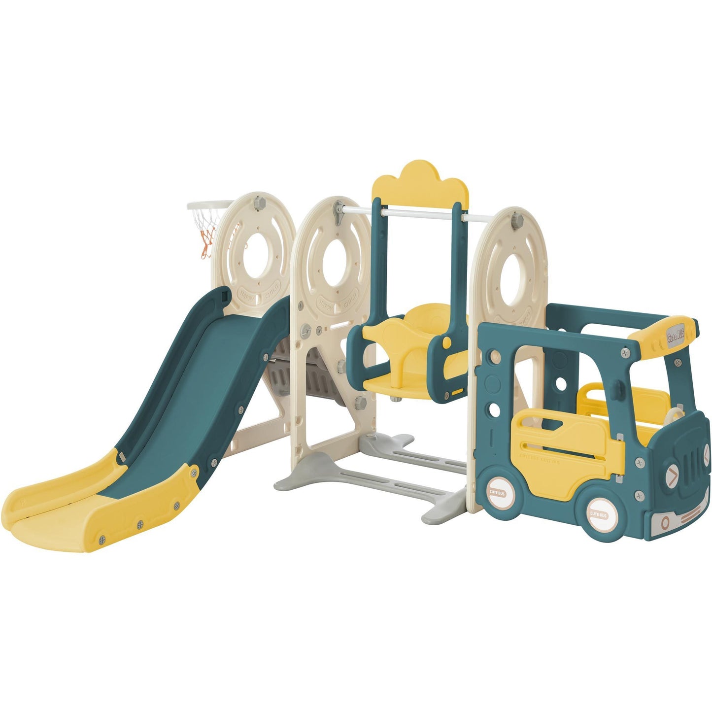 Kids Swing-N-Slide with Bus Play Set - Yellow