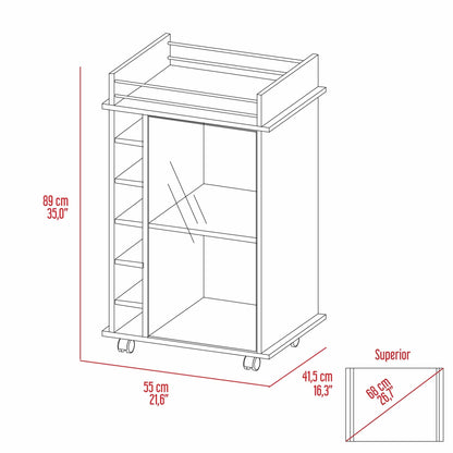 Savannah 6-Bottle 3-Shelf Bar Cart - Grey