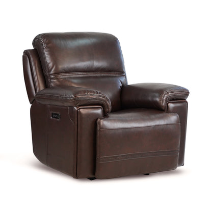 Timo Top Grain Leather Power Recliner - Brown