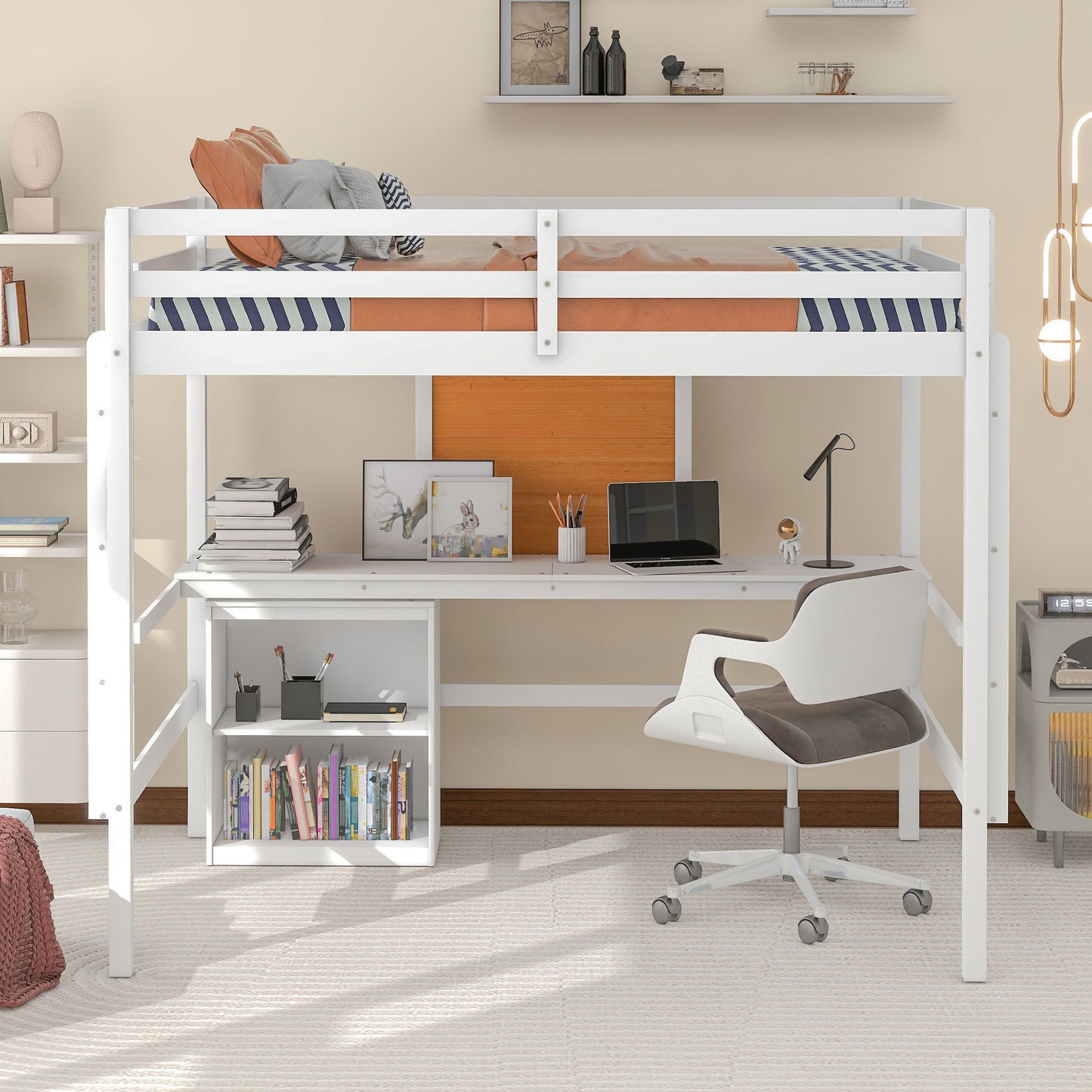 Oma Full Size Loft Bed with Desk and Storage