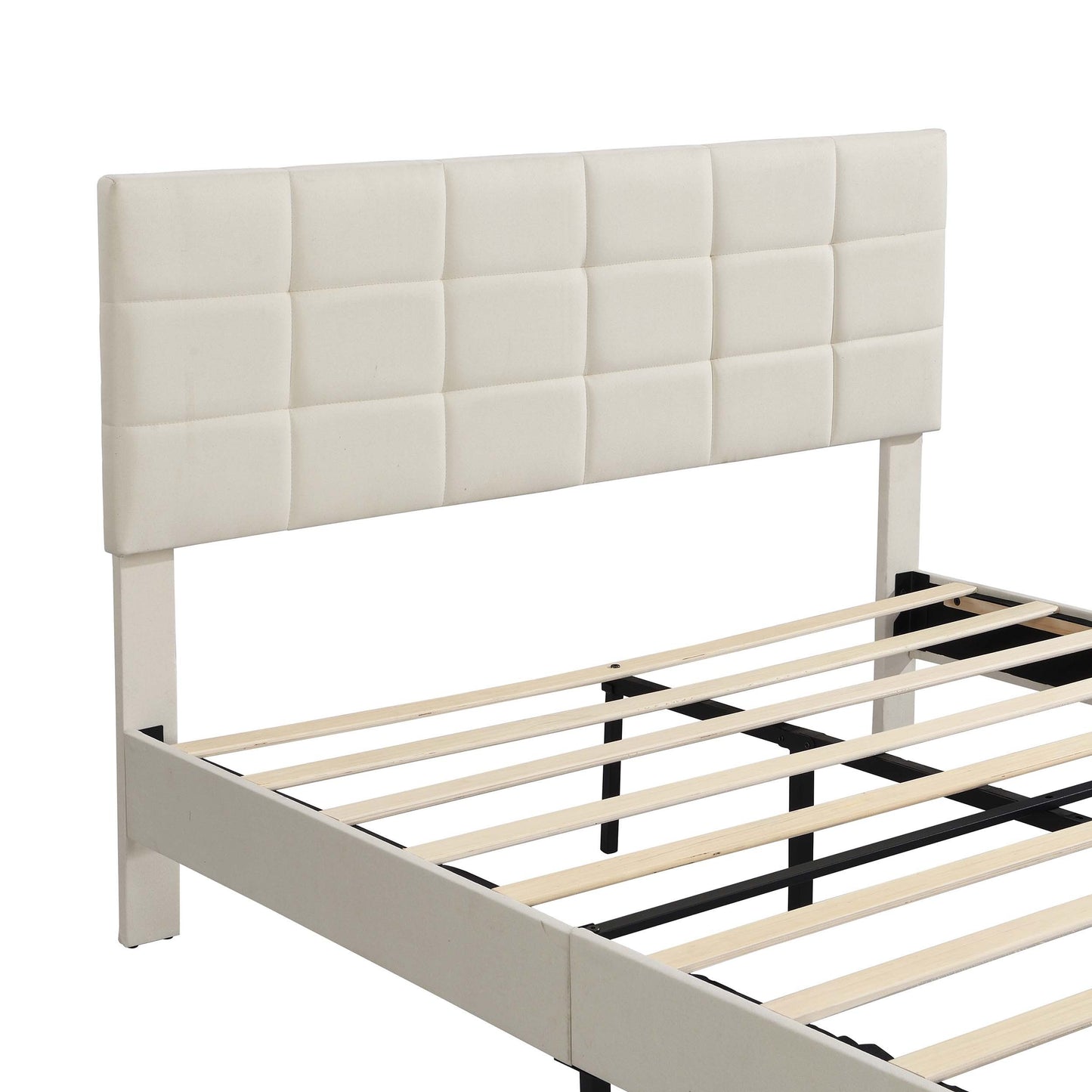 Elegant Full Size Platform Bed Frame - Beige