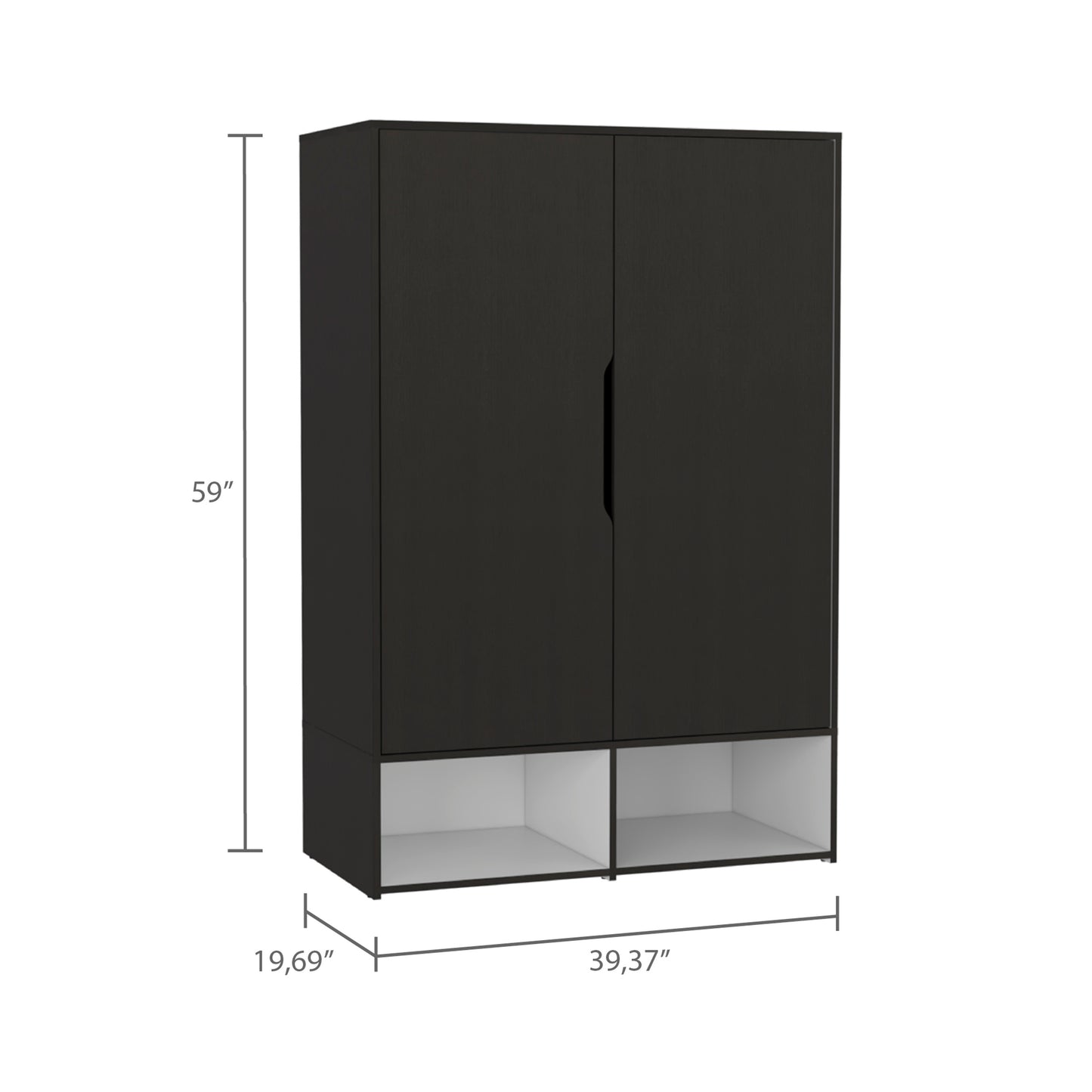 Logan 2-Shelf Armoire Black and White