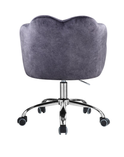 Velvet Gray Chrome Office Chair