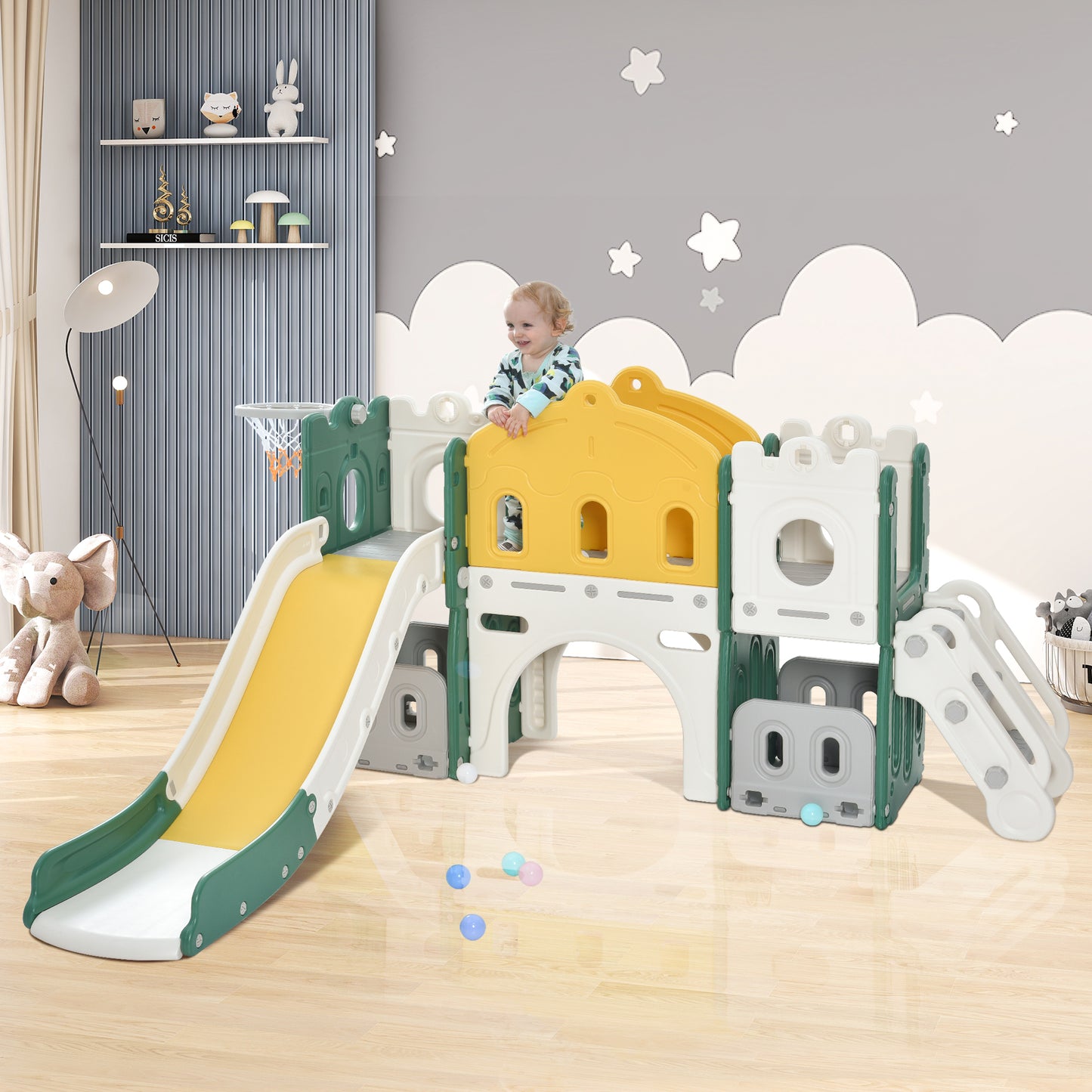 Playful Kingdom Kids Slide Playset - Green