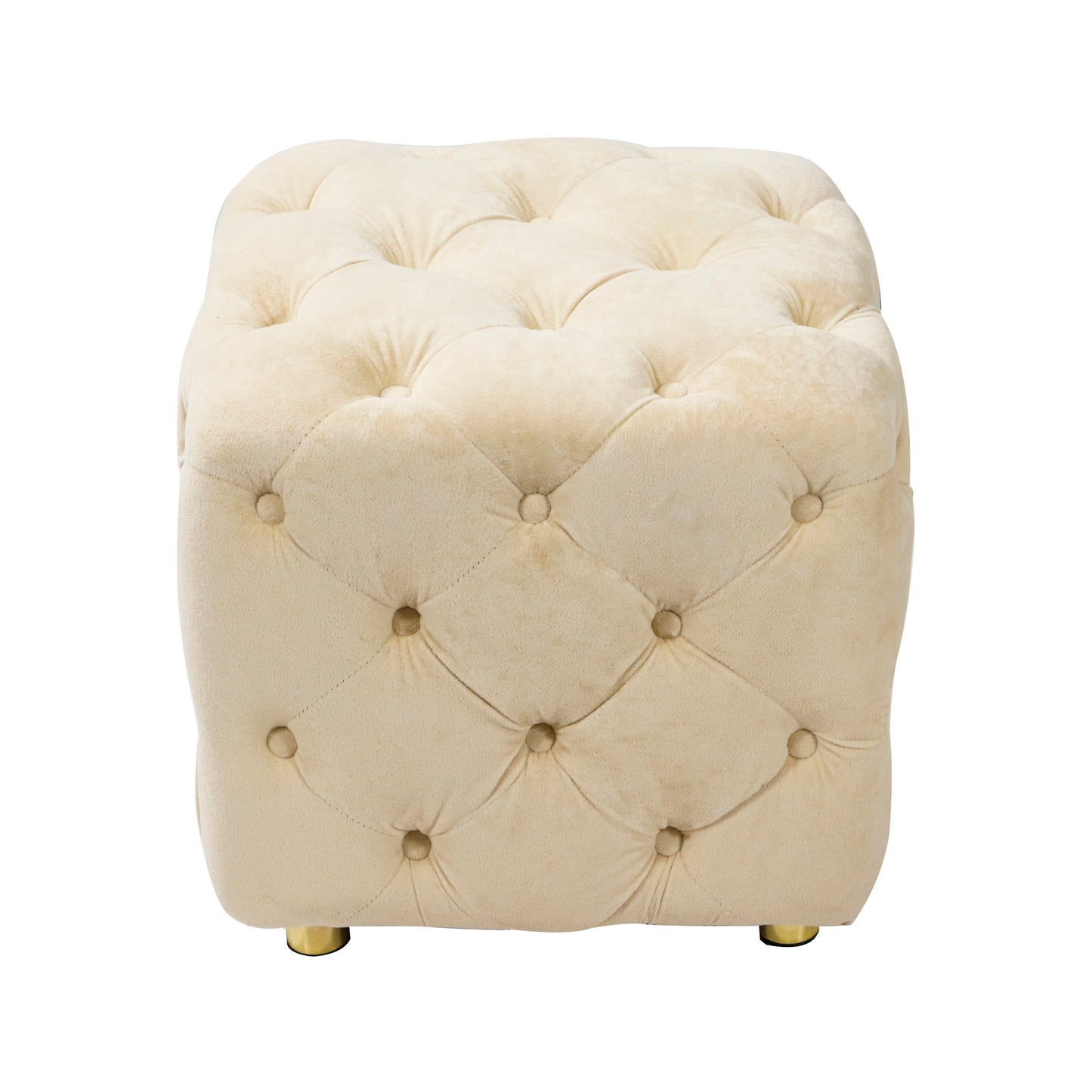 Velvet Upholstered Vanity Seat - Beige