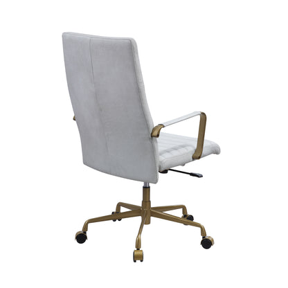 Vintage White Top Grain Leather Office Chair