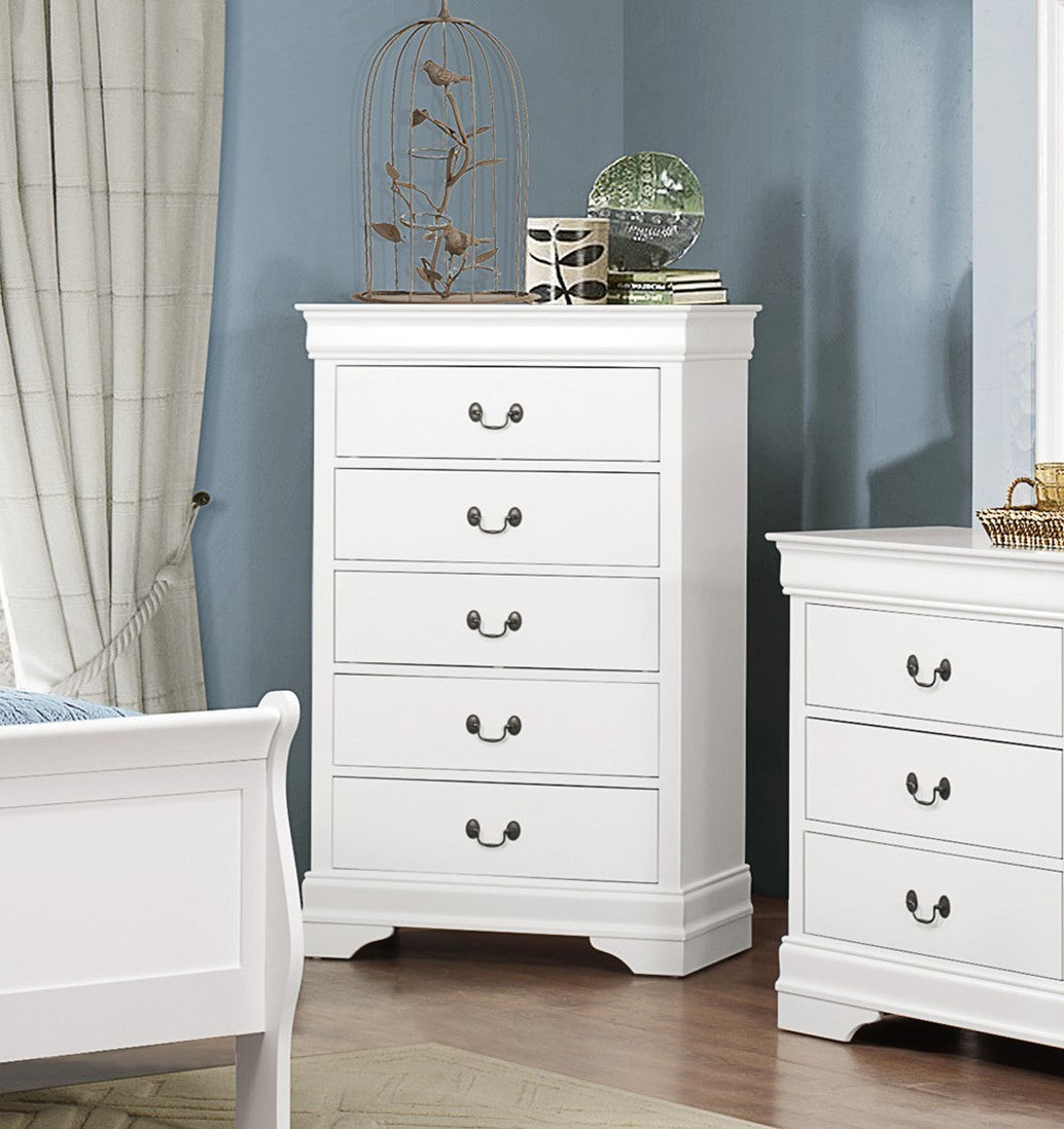 Elegant Heritage 5-Drawer Chest with Antique Drop Handles