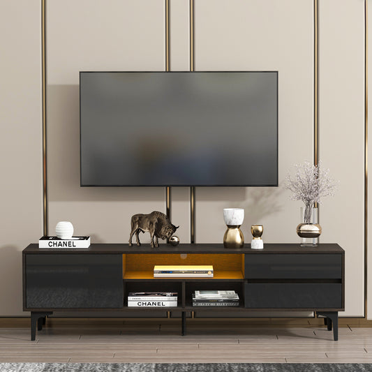 Chicada TV stand with LED remote control lights - Black+Brown