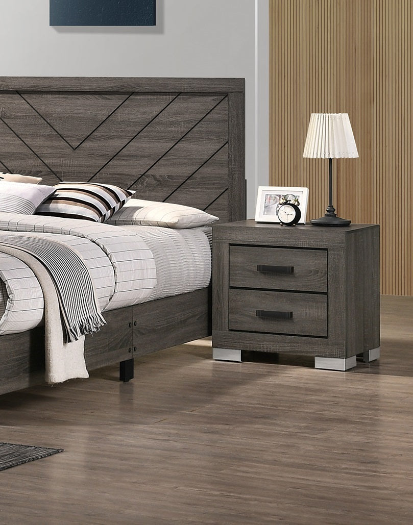 Clancey Wooden Nightstand - Grey