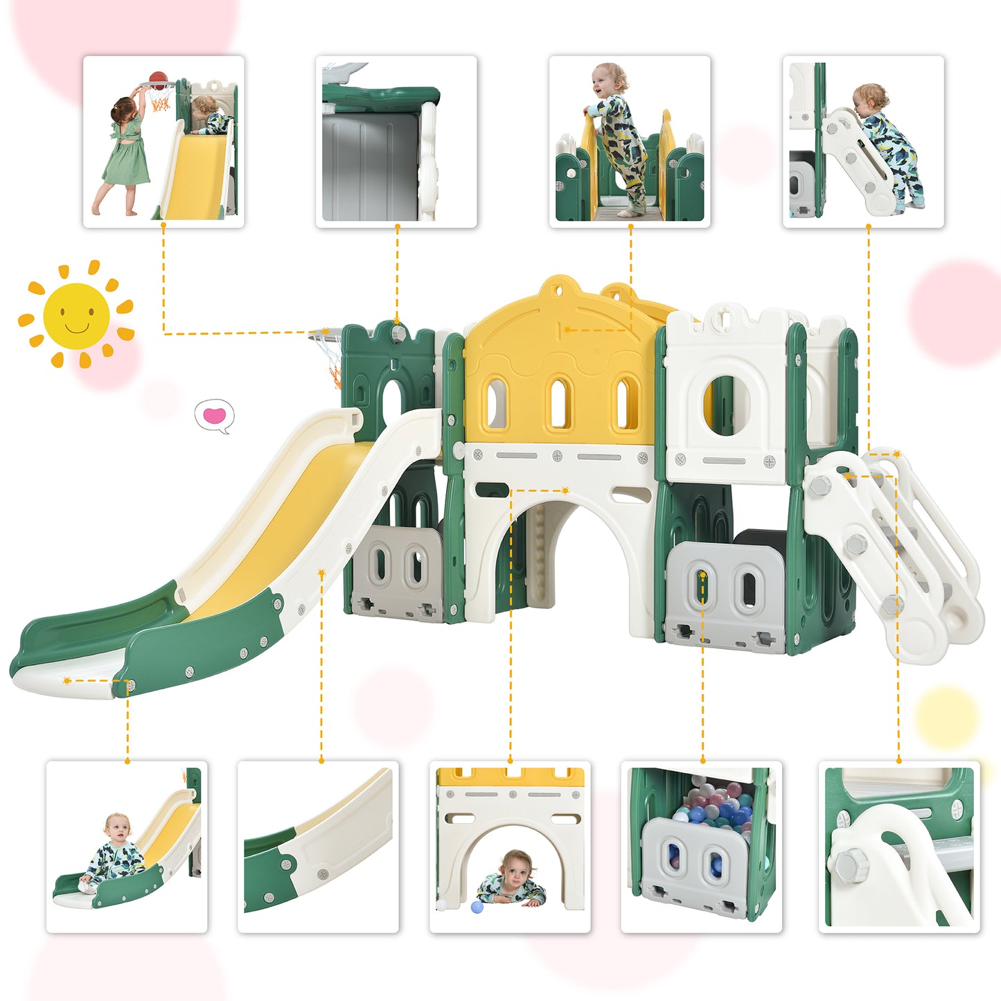 Playful Kingdom Kids Slide Playset - Green